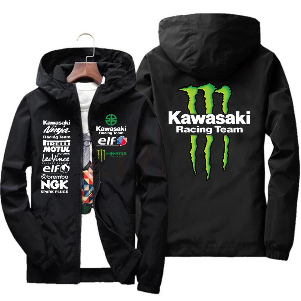 Kawasaki logo racing team jacket waterproof and windproof men's sportswear fashionable men's outdoor activities fashionable