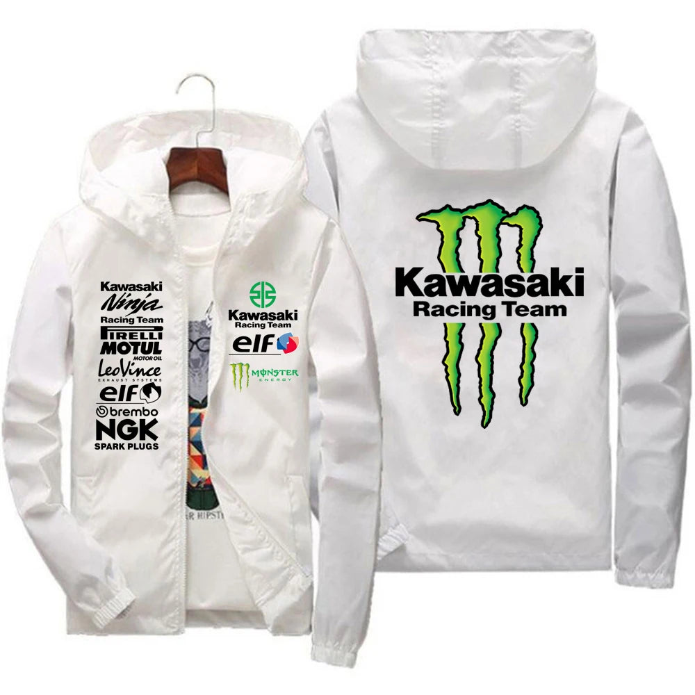Kawasaki logo racing team jacket waterproof and windproof men's sportswear fashionable men's outdoor activities fashionable