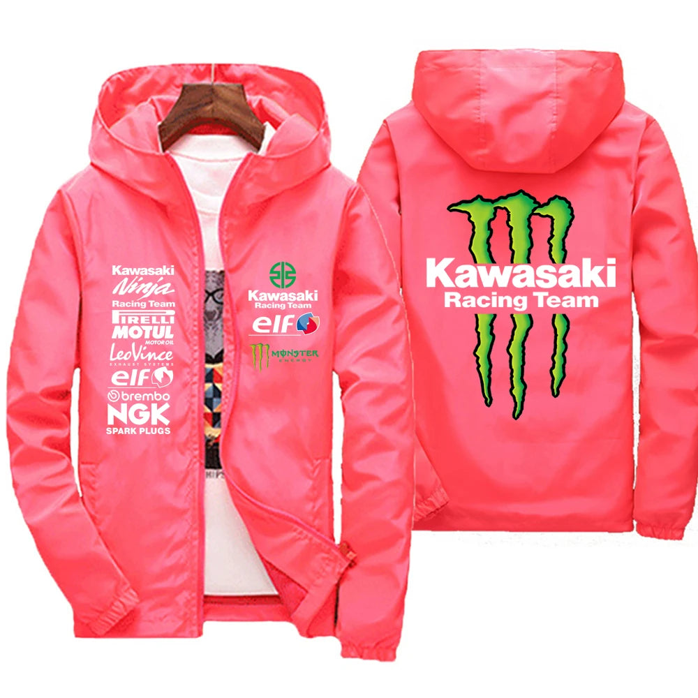 Kawasaki logo racing team jacket waterproof and windproof men's sportswear fashionable men's outdoor activities fashionable