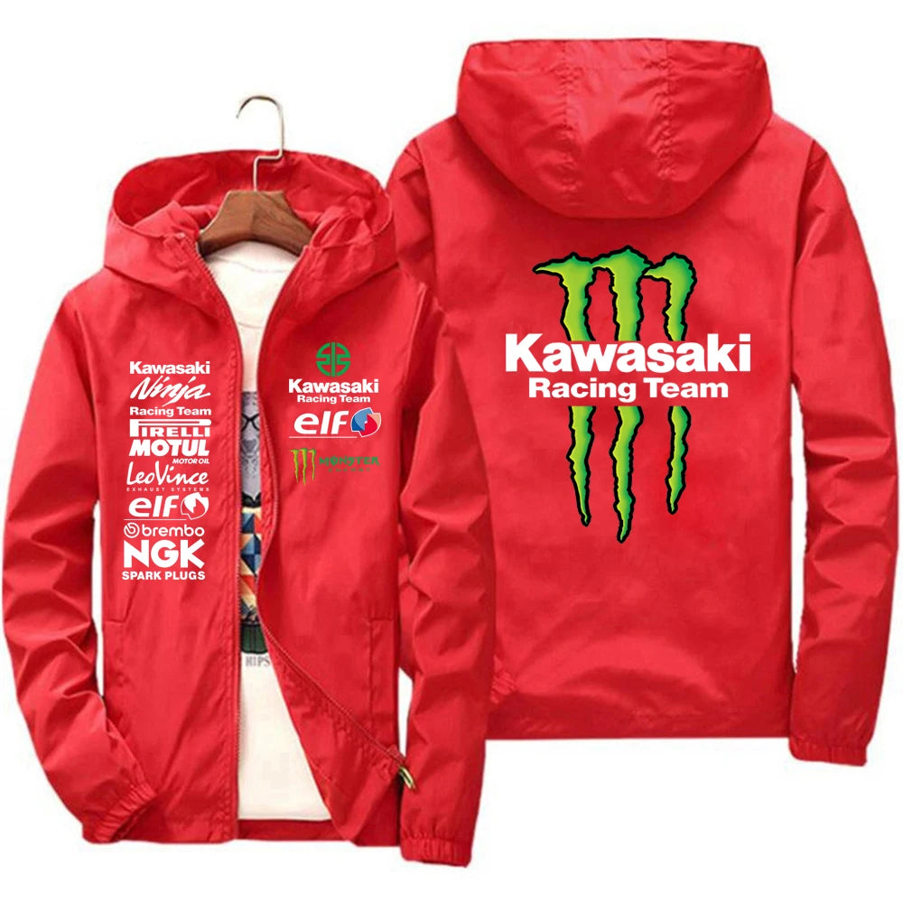 Kawasaki logo racing team jacket waterproof and windproof men's sportswear fashionable men's outdoor activities fashionable