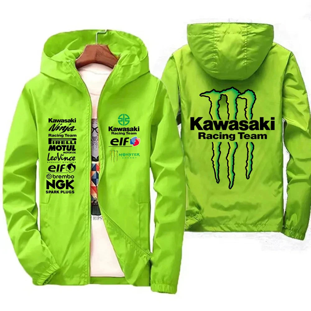 Kawasaki logo racing team jacket waterproof and windproof men's sportswear fashionable men's outdoor activities fashionable