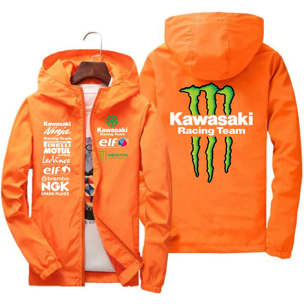 Kawasaki logo racing team jacket waterproof and windproof men's sportswear fashionable men's outdoor activities fashionable