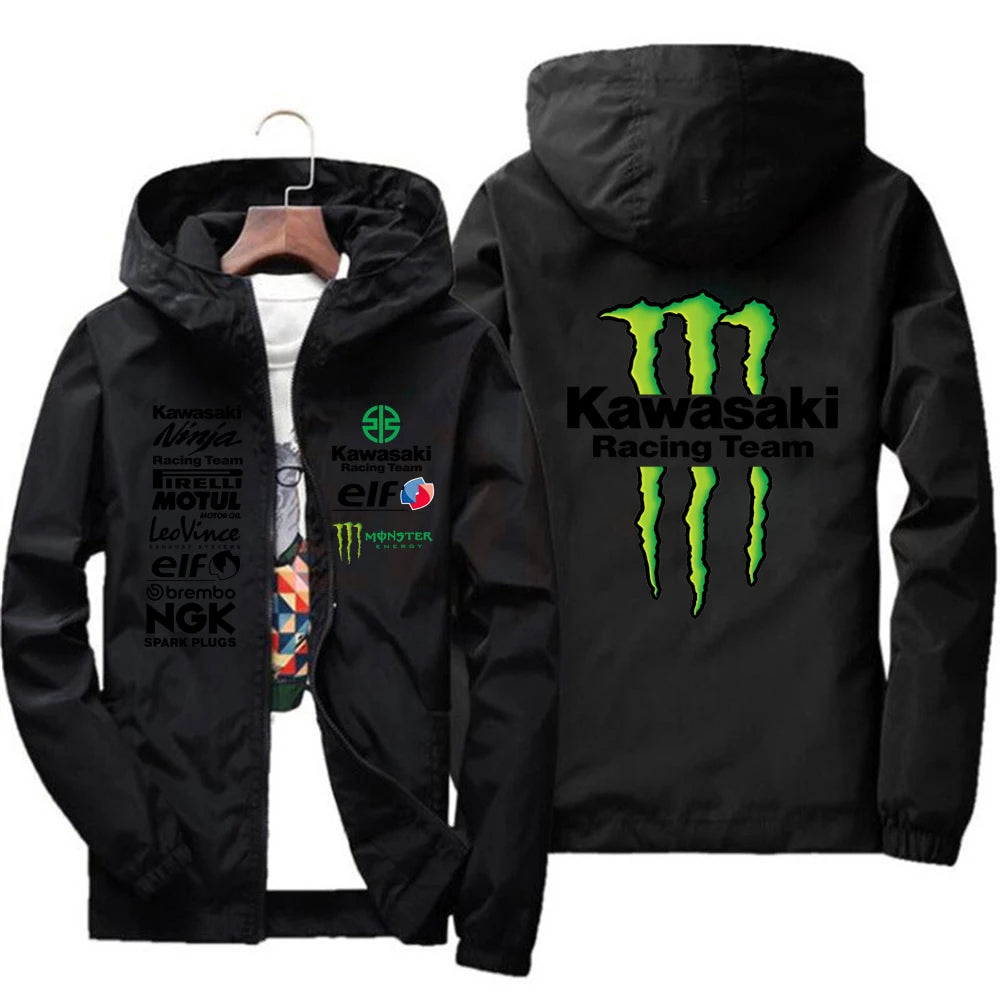 Kawasaki logo racing team jacket waterproof and windproof men's sportswear fashionable men's outdoor activities fashionable