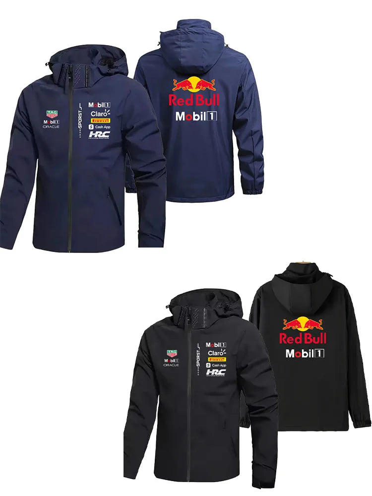 Men's Red Bull Logo Racing Jacket Trendy Casual Loose Motorcycle Jacket Outdoor Sport Oversized Custom Top Racing Team Clothing