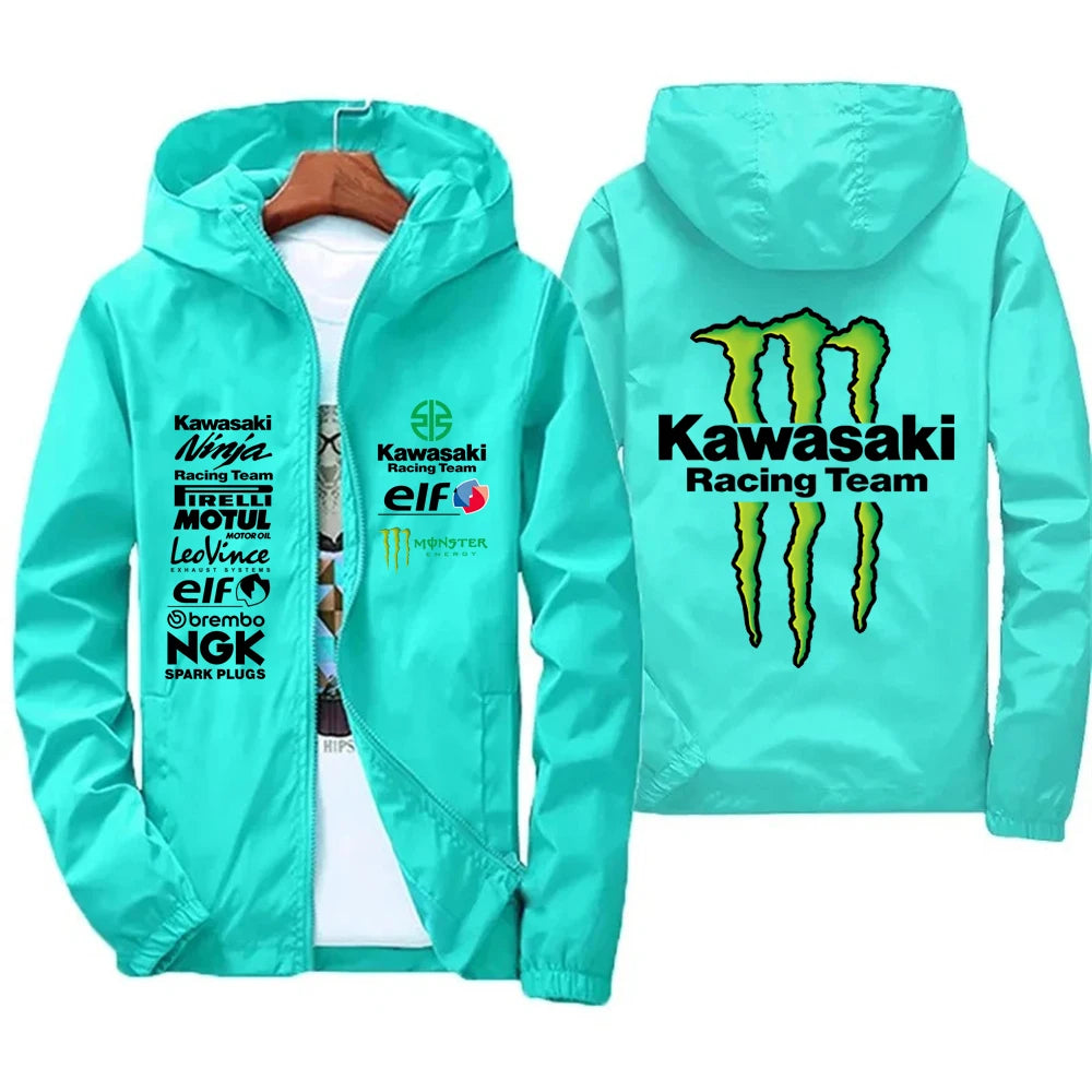 Kawasaki logo racing team jacket waterproof and windproof men's sportswear fashionable men's outdoor activities fashionable
