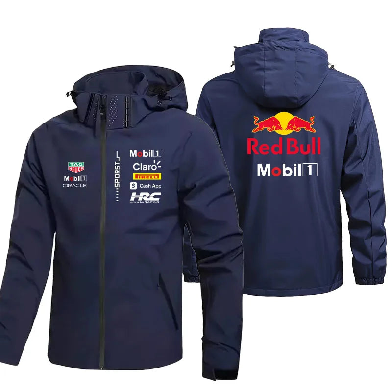Men's Red Bull Logo Racing Jacket Trendy Casual Loose Motorcycle Jacket Outdoor Sport Oversized Custom Top Racing Team Clothing